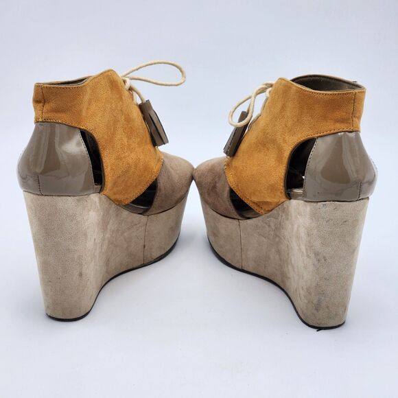 Divided by H&M Cutout Lace Up Platform Wedges Size 8 - Picture 5 of 10
